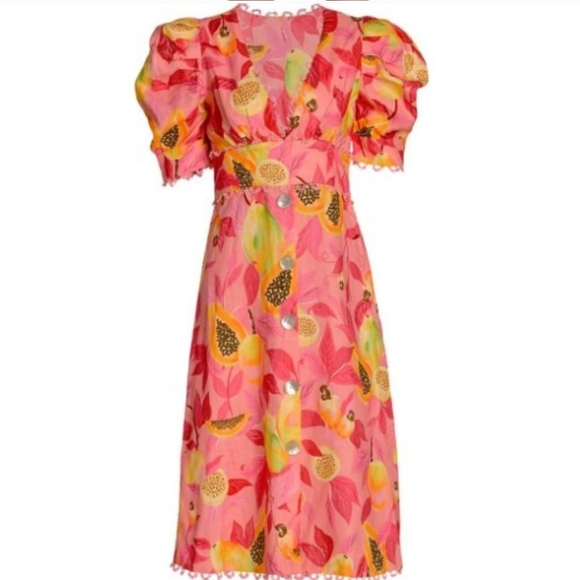 FARM Rio Pink and Yellow Midi Dress - Picture 4 of 13